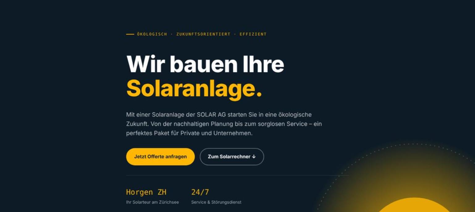 Startseite der neuen Website der Solar AG